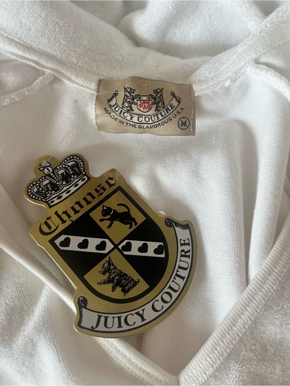 Juicy Couture White Hooded Terry with Crest Sticker - Picture 3 of 3
